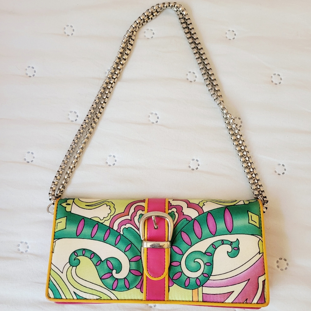 Fiore Y2K Psychedelic Paisley Wallet on Chain WOC Crossbody Bag Clutch